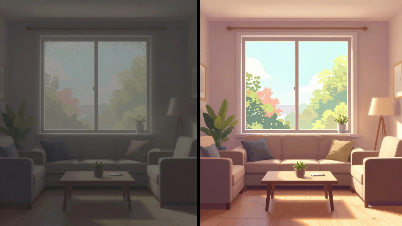Comparison of dirty vs clean window view