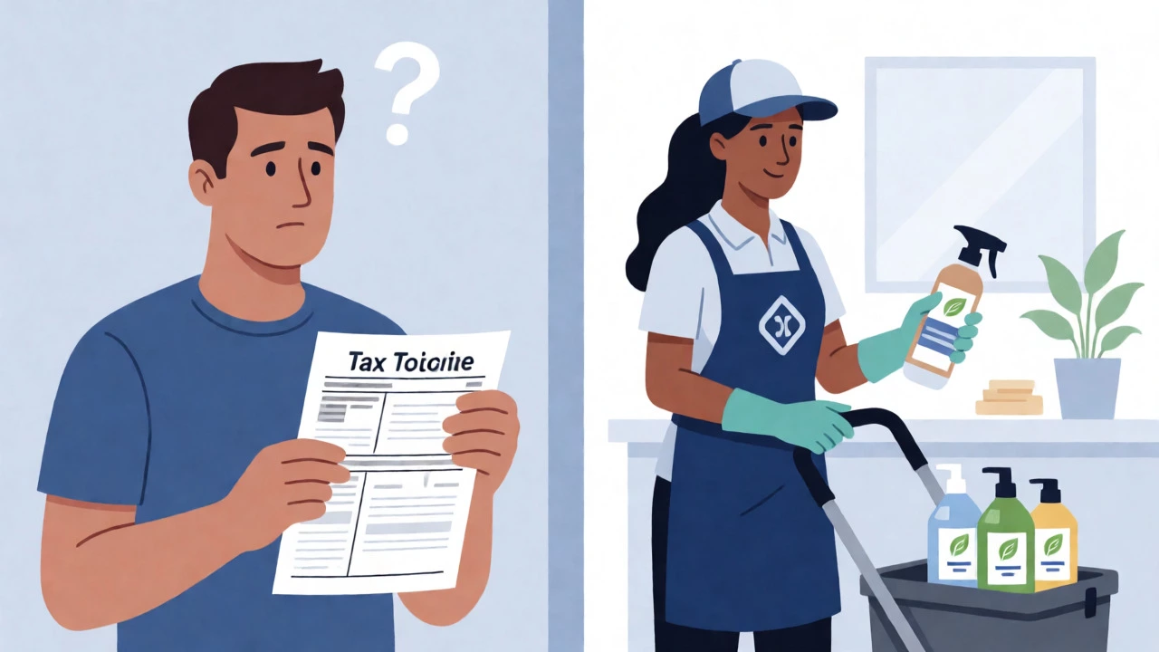 Homeowner and professional cleaner illustrating employee vs contractor status