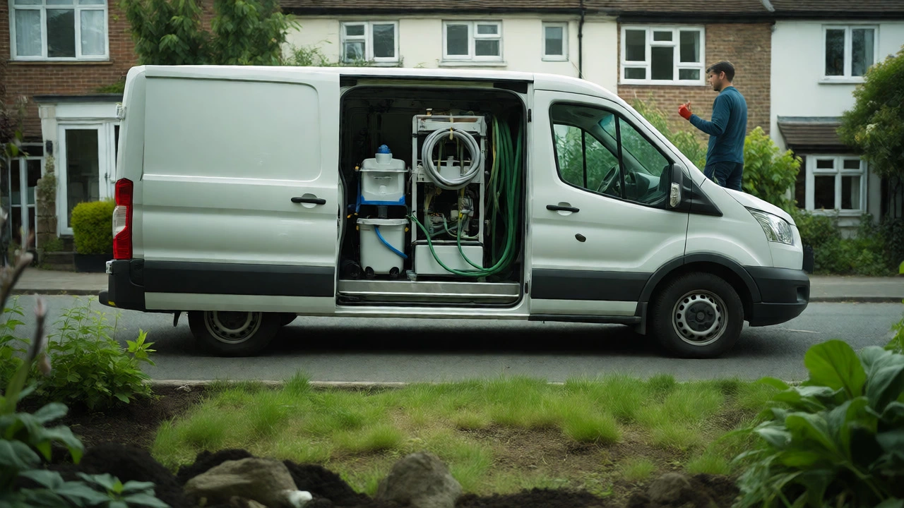 Window cleaning van equipped with water filtration systems for eco-friendly service.